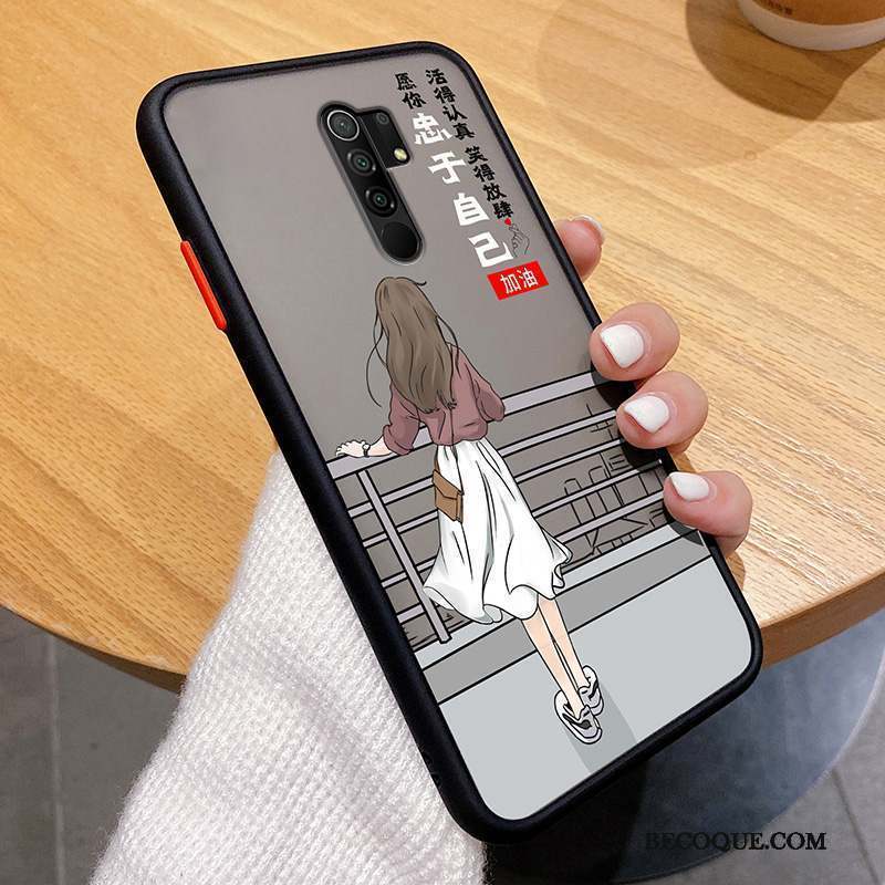 Redmi 9 Coque Petit Personnalité Silicone Transparent Très Mince Rouge