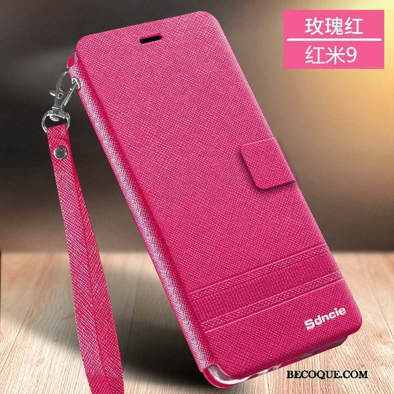 Redmi 9 Incassable Rose Protection Fluide Doux Coque Étui En Cuir