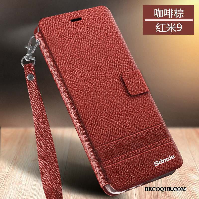 Redmi 9 Incassable Rose Protection Fluide Doux Coque Étui En Cuir