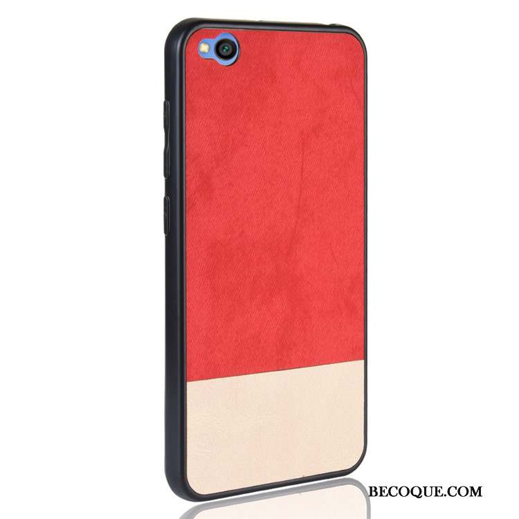 Redmi Go Cuir Qualité Couture Couleurs Denim Rouge Coque De Téléphone