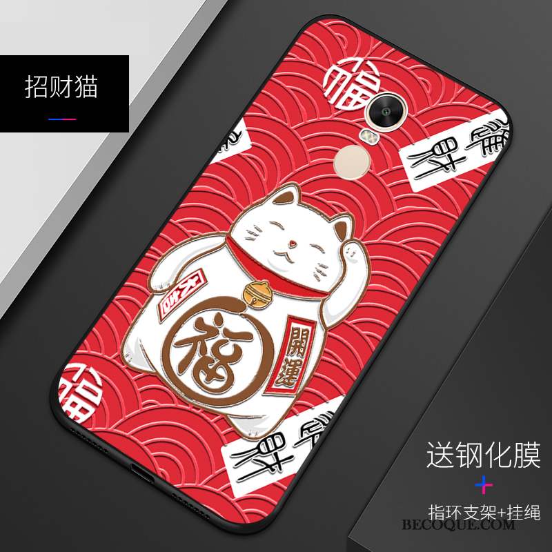 Redmi Note 4x Coque Blanc Rouge Gaufrage Silicone Étui Incassable