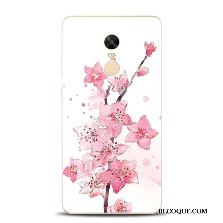 Redmi Note 4x Coque Rose Tout Compris Silicone Support Fleur De Pêche Gaufrage