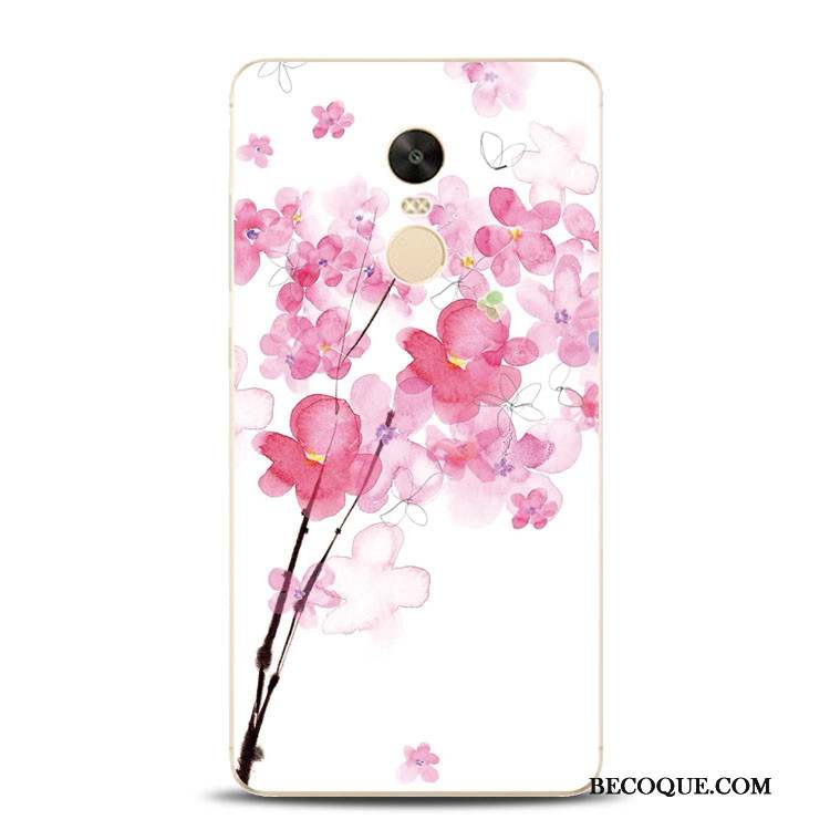 Redmi Note 4x Coque Rose Tout Compris Silicone Support Fleur De Pêche Gaufrage