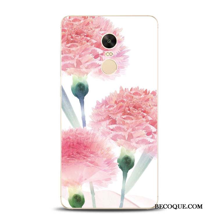 Redmi Note 4x Coque Rose Tout Compris Silicone Support Fleur De Pêche Gaufrage