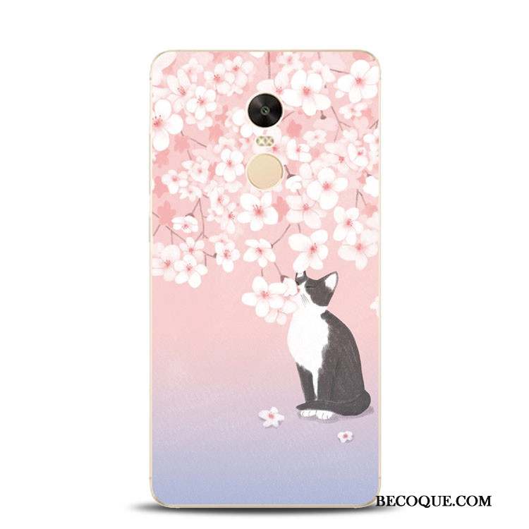 Redmi Note 4x Haute Chat Gaufrage Violet Coque Support