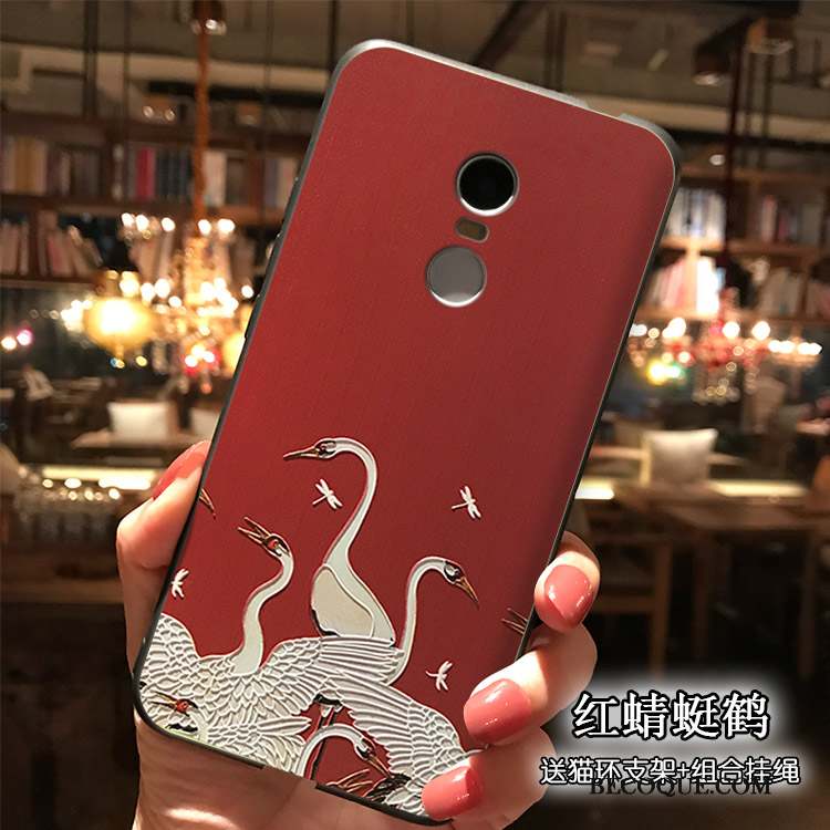 Redmi Note 4x Rouge Coque Gaufrage Délavé En Daim Haute Tout Compris