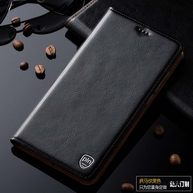 Redmi Note 5 Coque Cuir Véritable Gris Téléphone Portable Protection Étui En Cuir Rouge