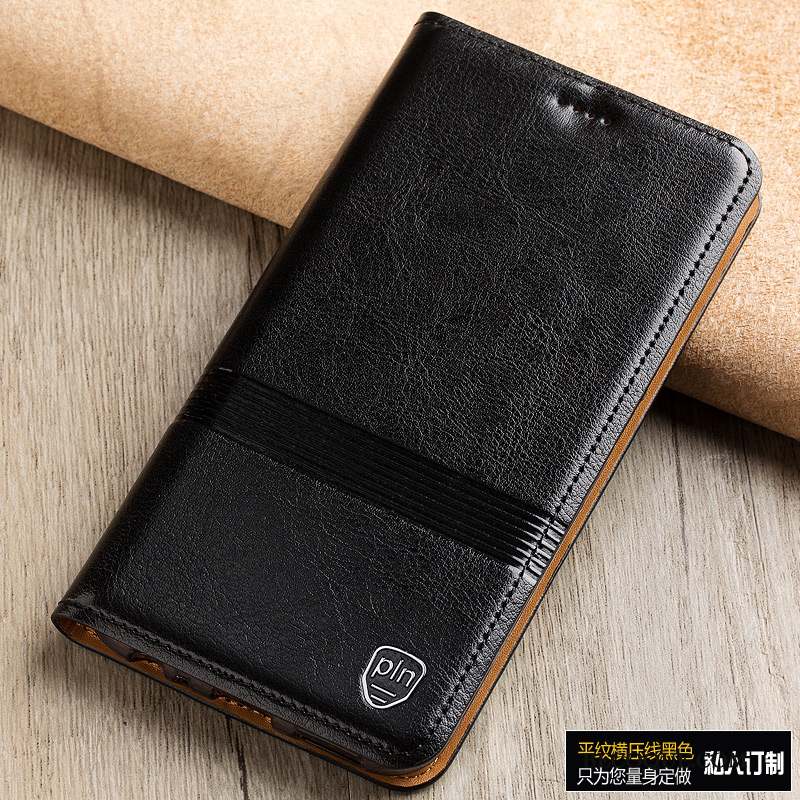 Redmi Note 5 Coque Cuir Véritable Housse Rouge Étui Téléphone Portable Protection
