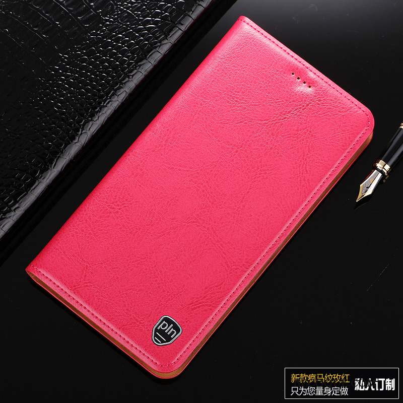 Redmi Note 5 Coque Protection Rouge Housse Cuir Véritable Étui Étui En Cuir