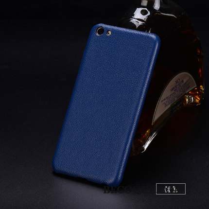 Redmi Note 5 Pro Litchi Cuir Véritable Rouge Coque De Téléphone Business Difficile