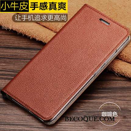 Redmi Note 5 Pro Petit Fluide Doux Cuir Véritable Marron Coque Difficile