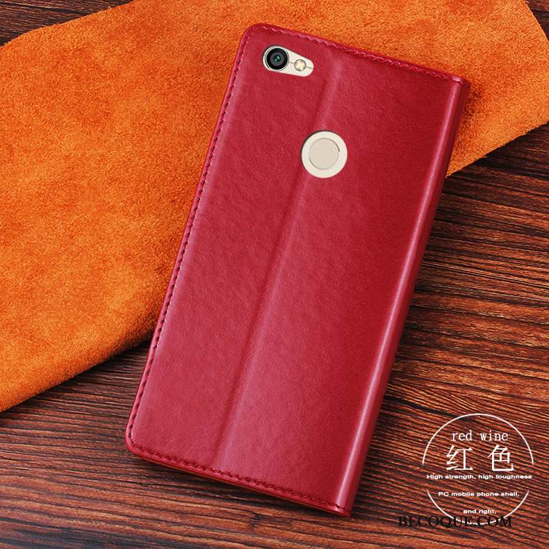 Redmi Note 5a Coque De Téléphone Incassable Étui En Cuir Tout Compris Rouge Protection