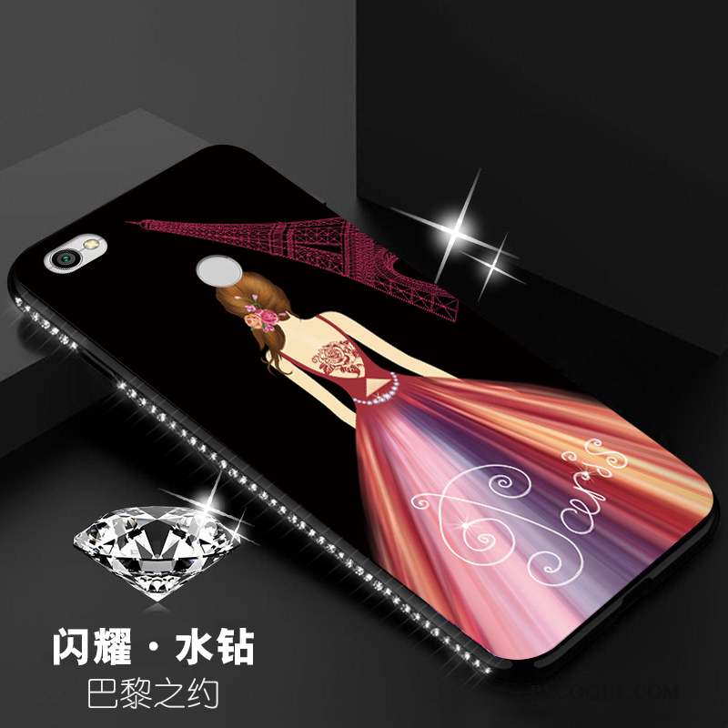 Redmi Note 5a Coque Fluide Doux Protection Strass Incruster Strass Rose Étui