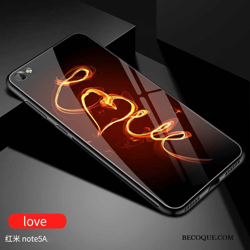 Redmi Note 5a Coque Noir Tendance Verre Petit Silicone Rouge