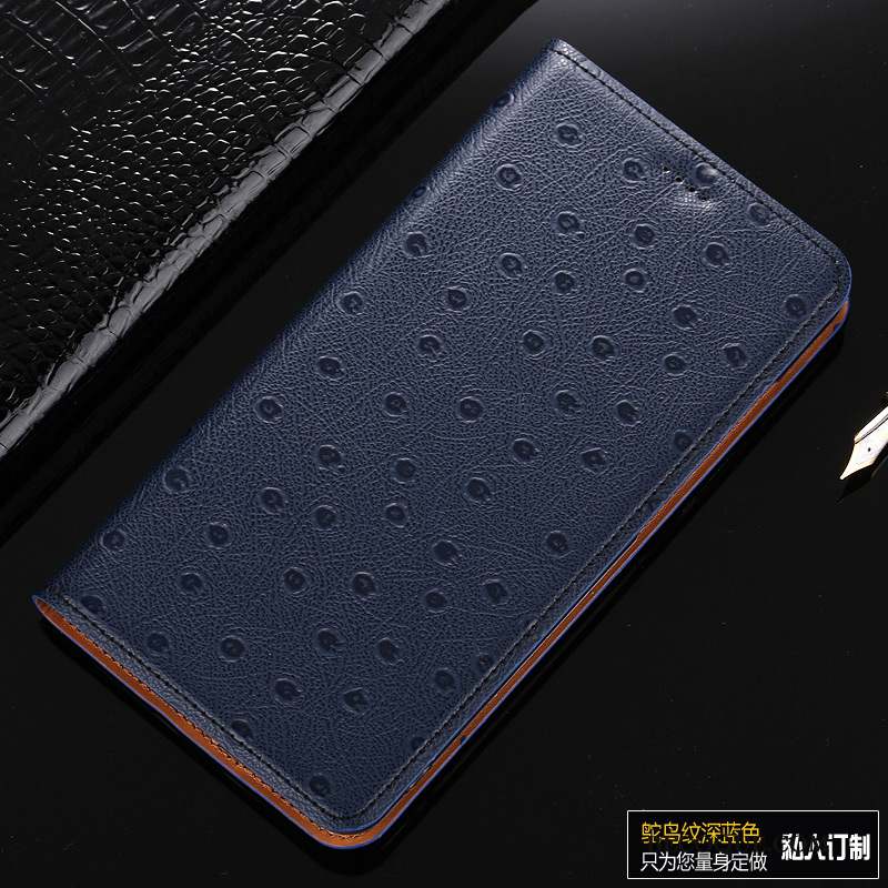 Redmi Note 5a Coque Oiseau Étui En Cuir Téléphone Portable Bleu Petit Cuir Véritable