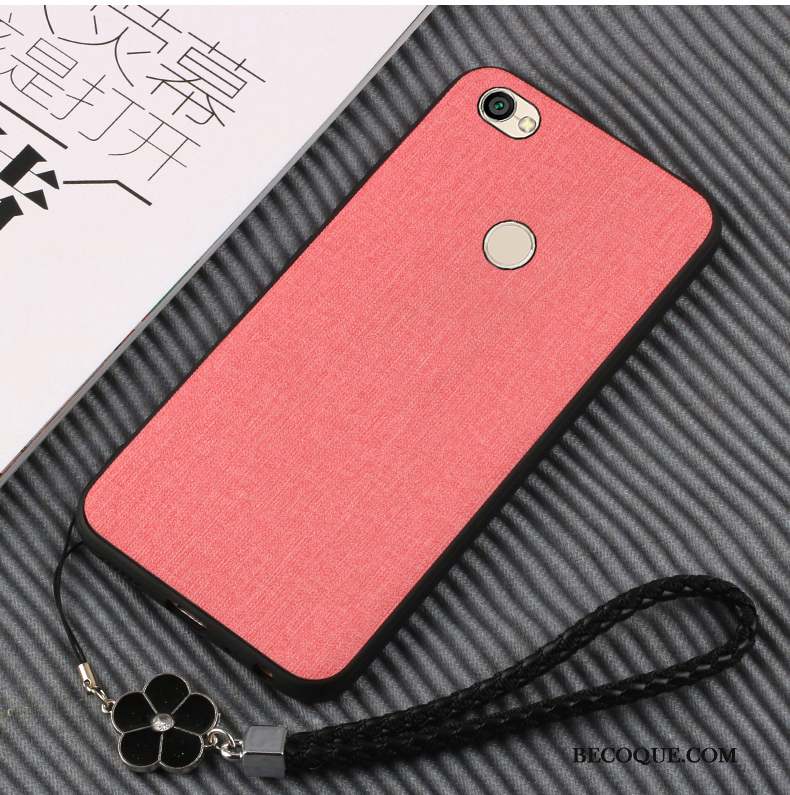Redmi Note 5a Coque Silicone Téléphone Portable Simple Cuir Protection Rouge