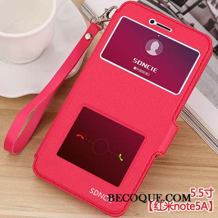 Redmi Note 5a Housse Coque De Téléphone Bleu Clair Étui En Cuir Fluide Doux Rouge