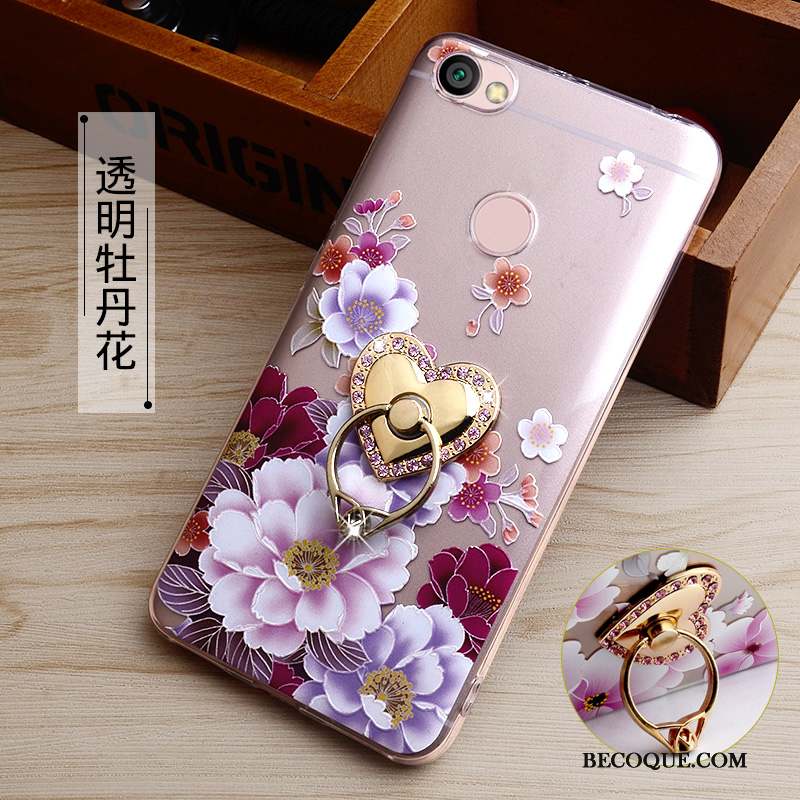 Redmi Note 5a Protection Anneau Gaufrage Téléphone Portable Rose Coque De Téléphone