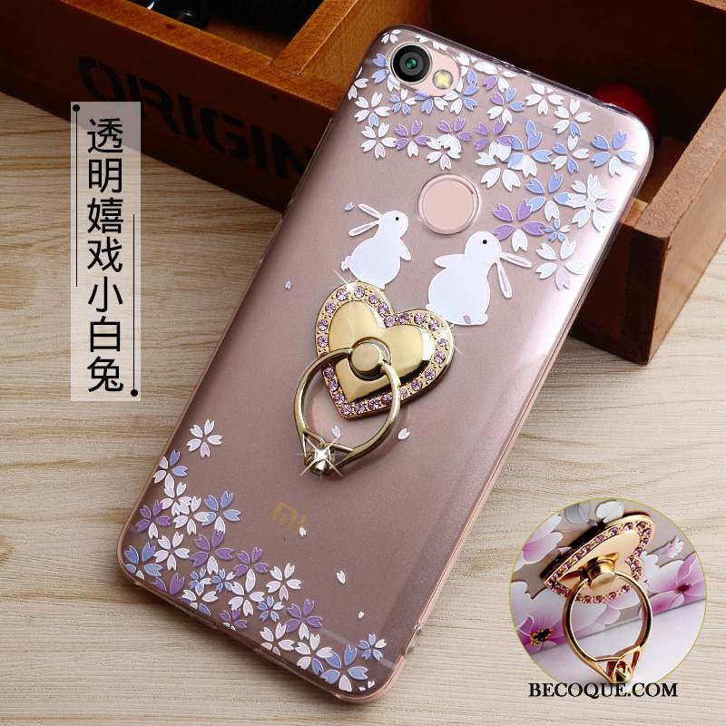 Redmi Note 5a Protection Anneau Gaufrage Téléphone Portable Rose Coque De Téléphone