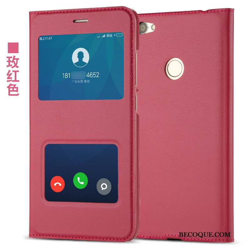 Redmi Note 5a Rouge Étui En Cuir Incassable Clamshell Coque De Téléphone Protection