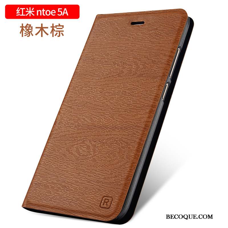 Redmi Note 5a Étui En Cuir Incassable Coque De Téléphone Rouge Protection Clamshell