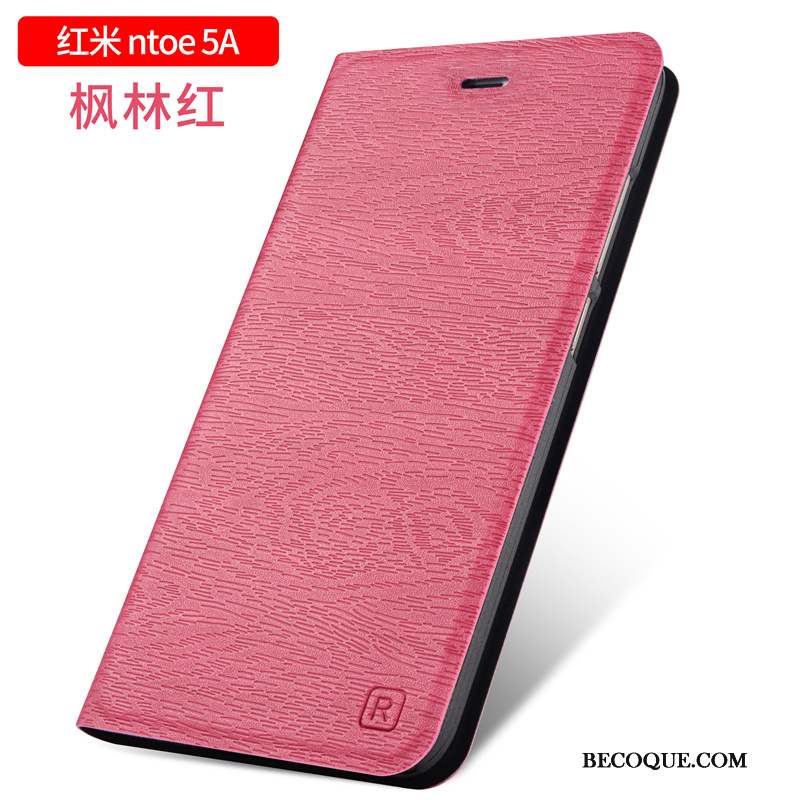 Redmi Note 5a Étui En Cuir Incassable Coque De Téléphone Rouge Protection Clamshell