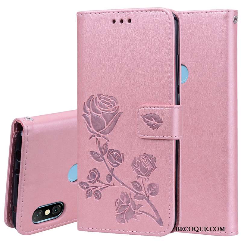 Redmi Note 6 Pro Coque Clamshell Tout Compris Modèle Fleurie Mode Violet Incassable