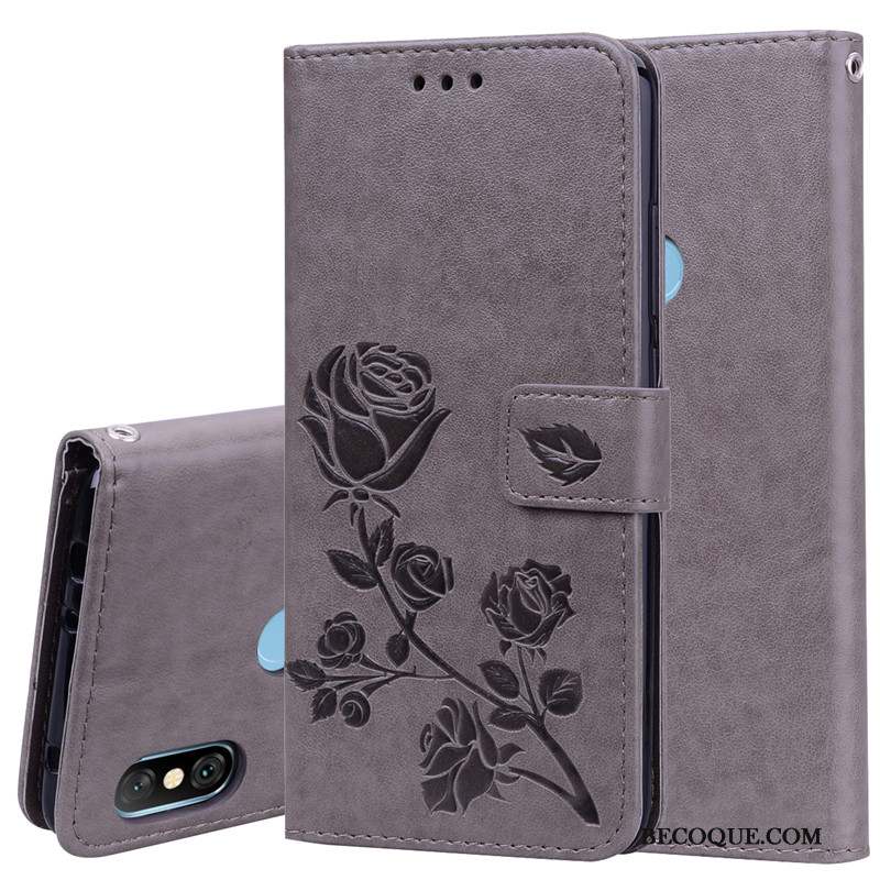 Redmi Note 6 Pro Coque Clamshell Tout Compris Modèle Fleurie Mode Violet Incassable