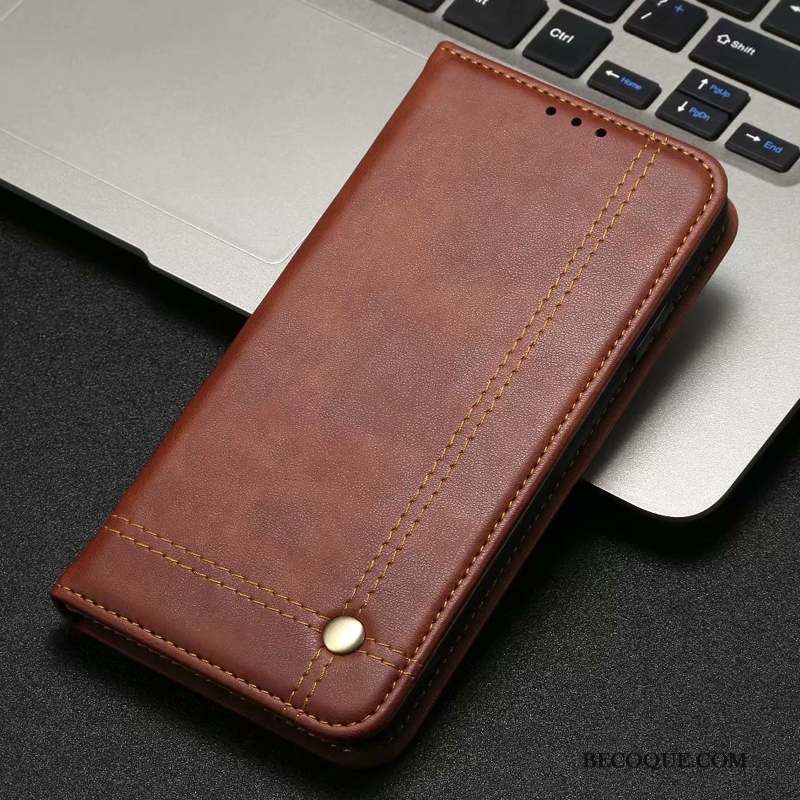 Redmi Note 6 Pro Coque Cuir Véritable Noir Étui En Cuir Petit Tout Compris Rouge