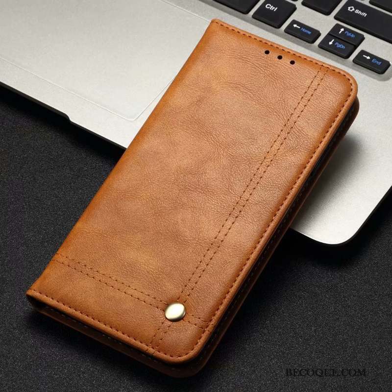 Redmi Note 6 Pro Coque Cuir Véritable Noir Étui En Cuir Petit Tout Compris Rouge