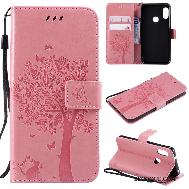 Redmi Note 6 Pro Coque Dessin Animé Protection Étui En Cuir Rose Incassable Tout Compris