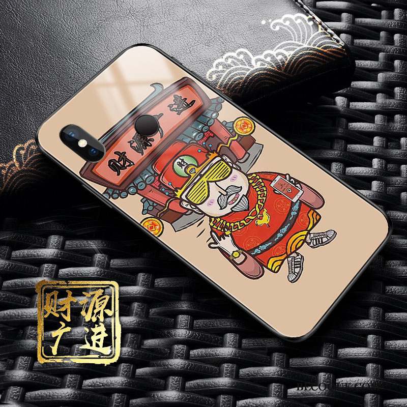 Redmi Note 6 Pro Coque Nouveau Rose Verre Tendance Style Chinois Rouge