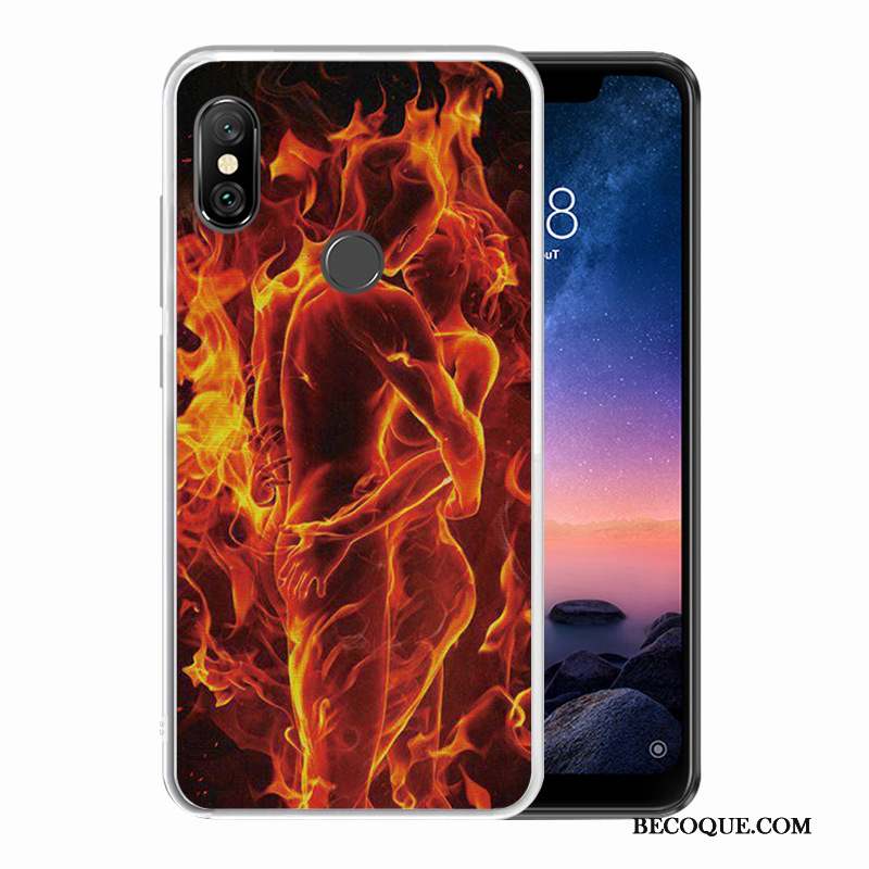 Redmi Note 6 Pro Coque Silicone Modèle Personnalisé Rouge Noir Petit