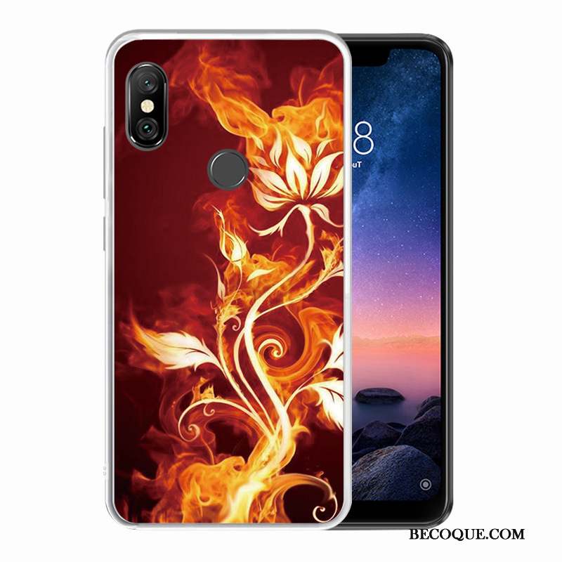 Redmi Note 6 Pro Coque Silicone Modèle Personnalisé Rouge Noir Petit