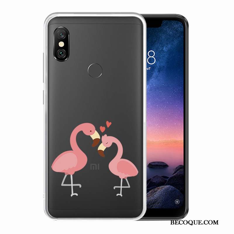 Redmi Note 6 Pro Coque Étui Petit Peinture Rouge Oiseau Blanc