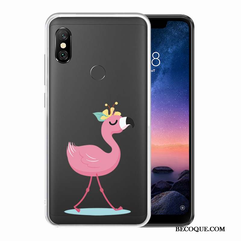 Redmi Note 6 Pro Coque Étui Petit Peinture Rouge Oiseau Blanc