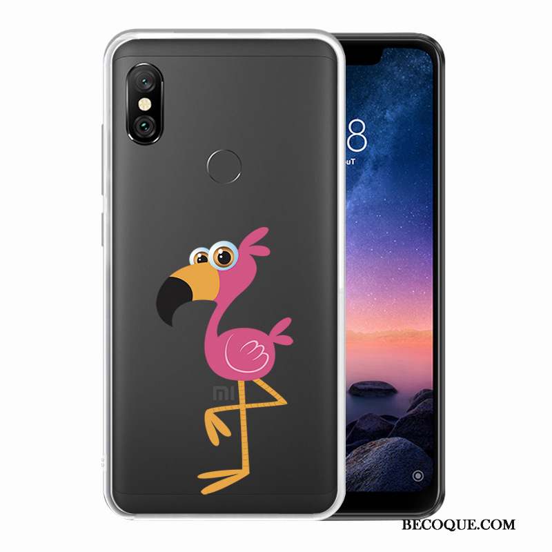 Redmi Note 6 Pro Coque Étui Petit Peinture Rouge Oiseau Blanc