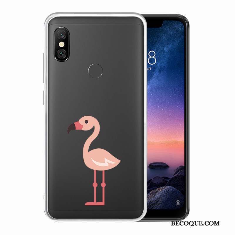 Redmi Note 6 Pro Coque Étui Petit Peinture Rouge Oiseau Blanc