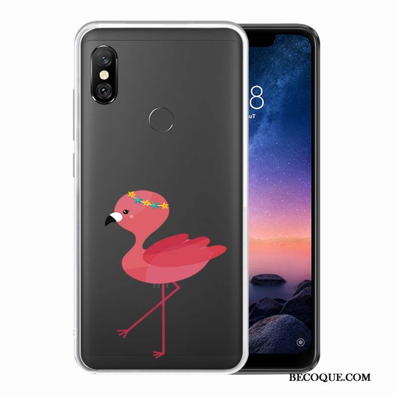 Redmi Note 6 Pro Coque Étui Petit Peinture Rouge Oiseau Blanc