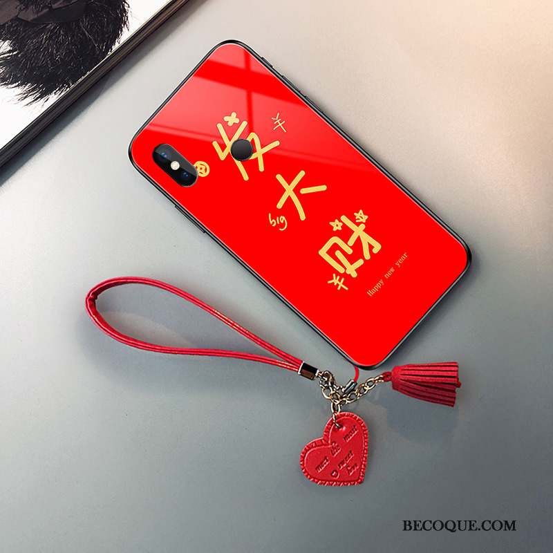 Redmi Note 6 Pro Incassable Verre Rouge Difficile Coque De Téléphone Créatif