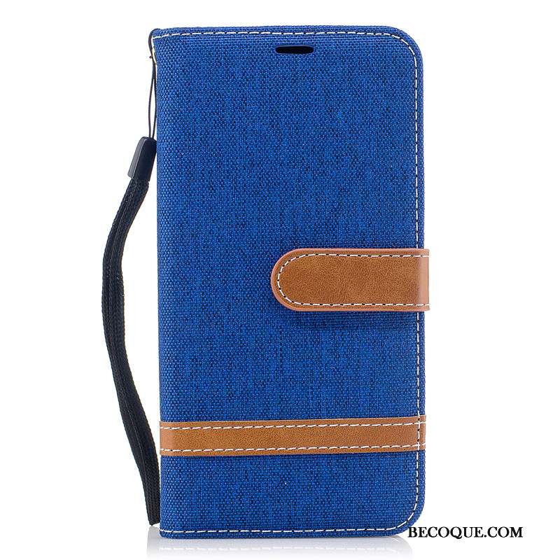 Redmi Note 6 Pro Protection Bleu Housse Portefeuille Tissu Coque