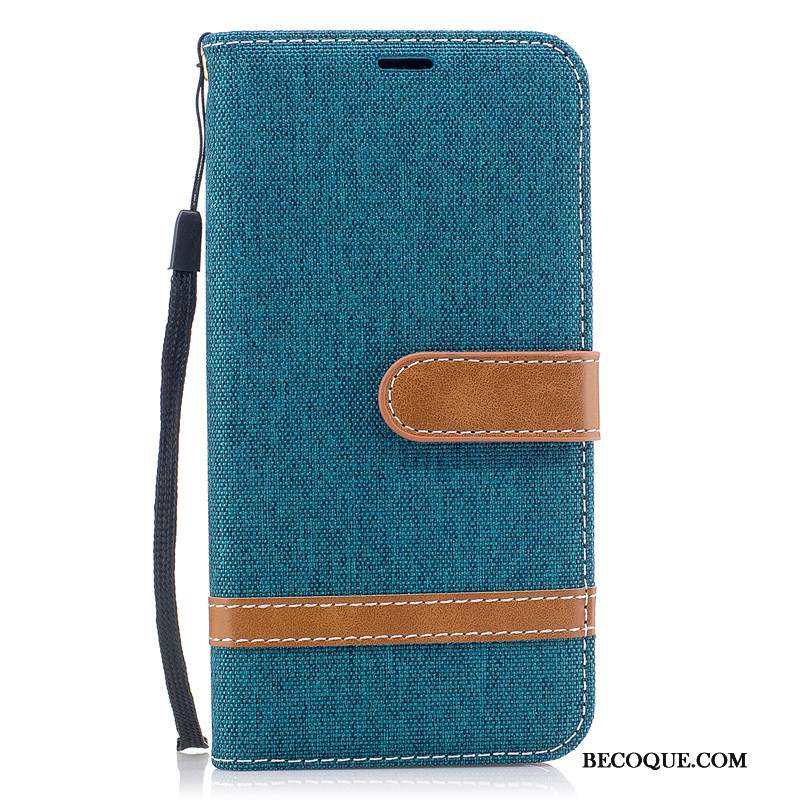 Redmi Note 6 Pro Protection Bleu Housse Portefeuille Tissu Coque