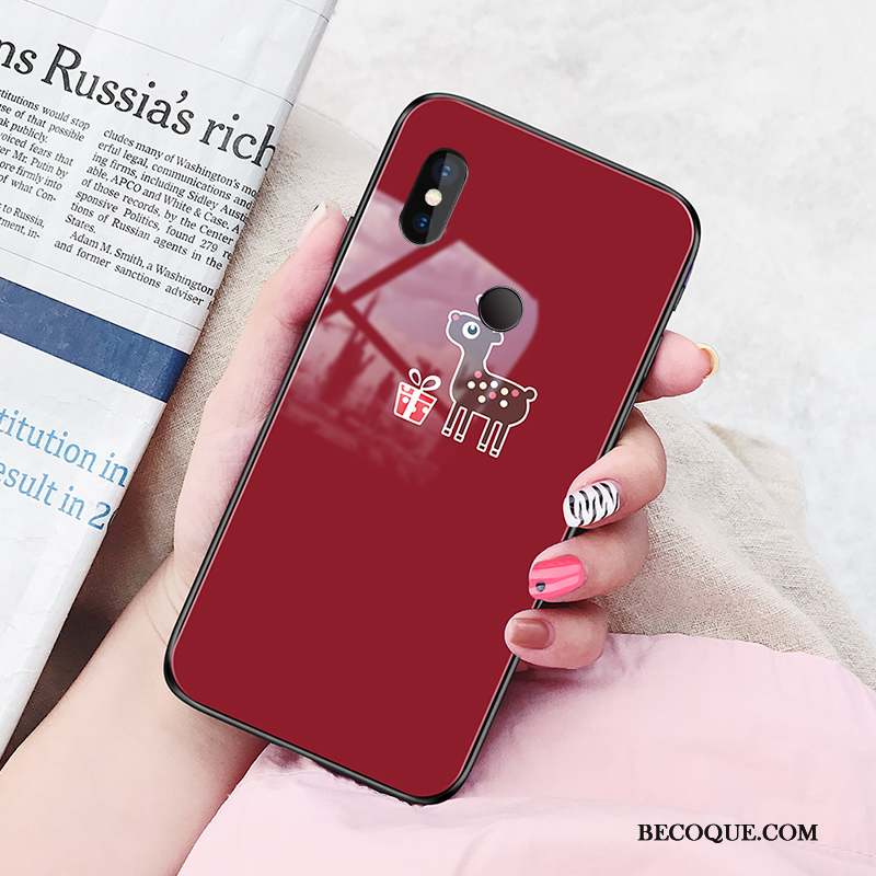 Redmi Note 6 Pro Verre Coque De Téléphone Tendance Rouge Étui Protection