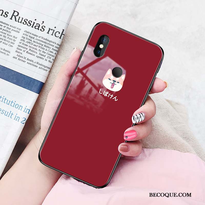 Redmi Note 6 Pro Verre Coque De Téléphone Tendance Rouge Étui Protection