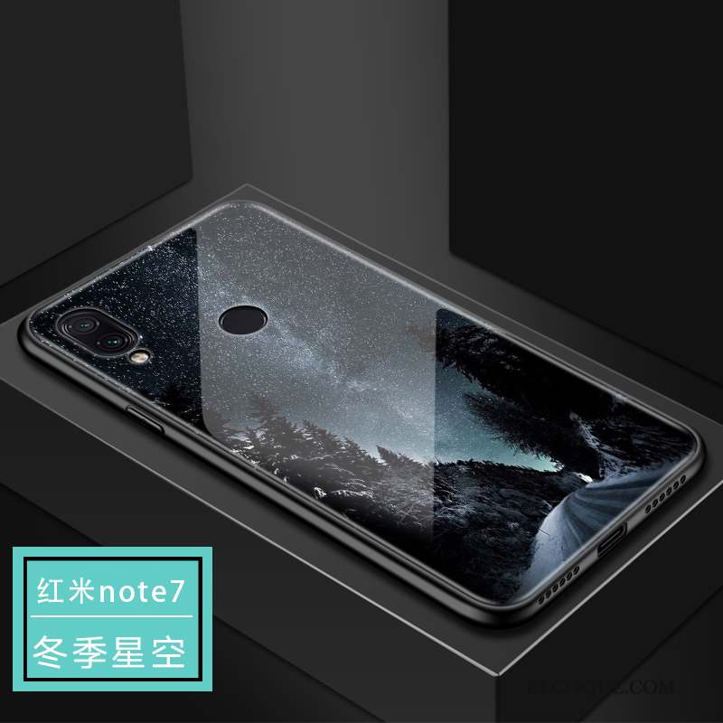 Redmi Note 7 Bleu Marin Créatif Coque Incassable Verre Personnalité