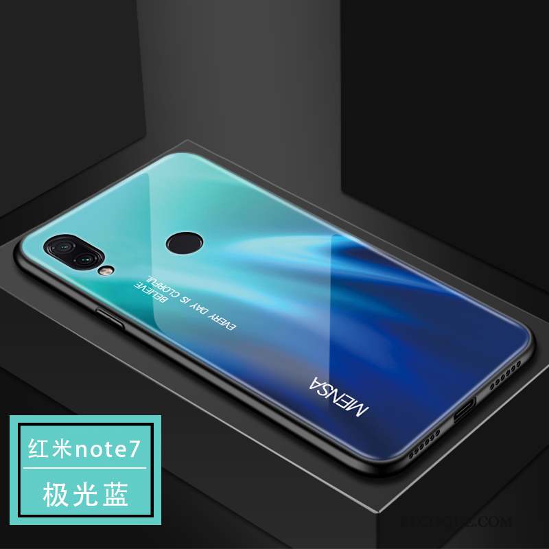 Redmi Note 7 Bleu Marin Créatif Coque Incassable Verre Personnalité