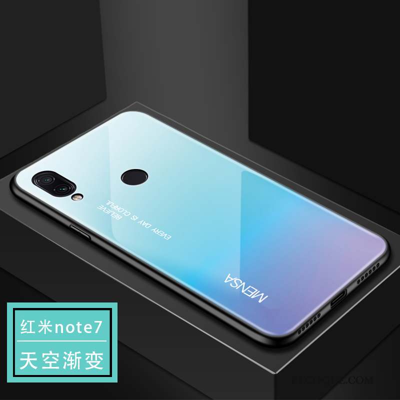 Redmi Note 7 Bleu Marin Créatif Coque Incassable Verre Personnalité