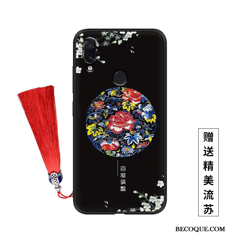 Redmi Note 7 Coque Délavé En Daim Gaufrage Net Rouge Silicone Protection Nouveau