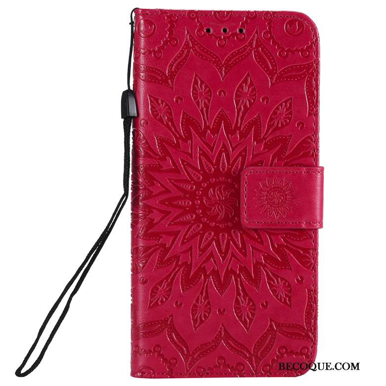 Redmi Note 7 Coque Tout Compris Petit Étui En Cuir Clamshell Rouge Silicone