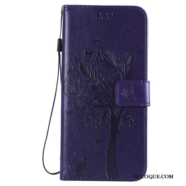 Redmi Note 7 Coque Étui En Cuir Protection Chat Fluide Doux Or Arbres